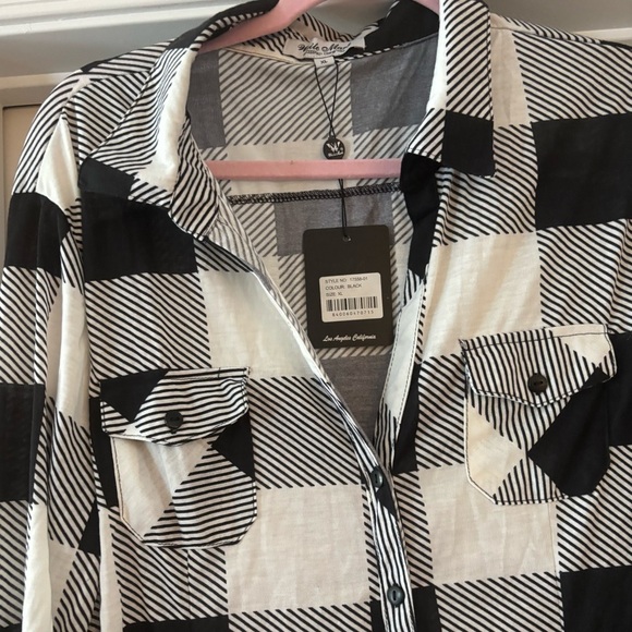 White Mark XL LS Polyester Pockets Large Checked Design Black & White - Picture 6 of 12